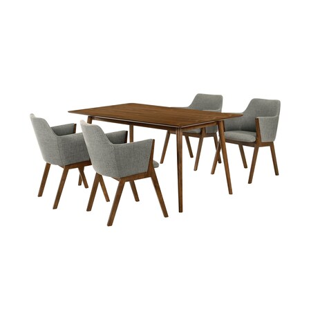 Armen Living Westmont and Renzo Charcoal and Walnut 5 Piece Dining Set SETWEDI5REWACH